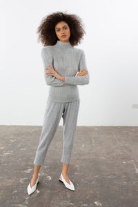 Grey Cable Knit Pants