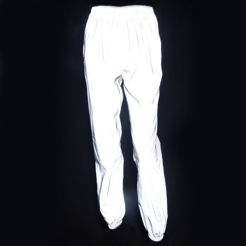 high waist reflective trousers