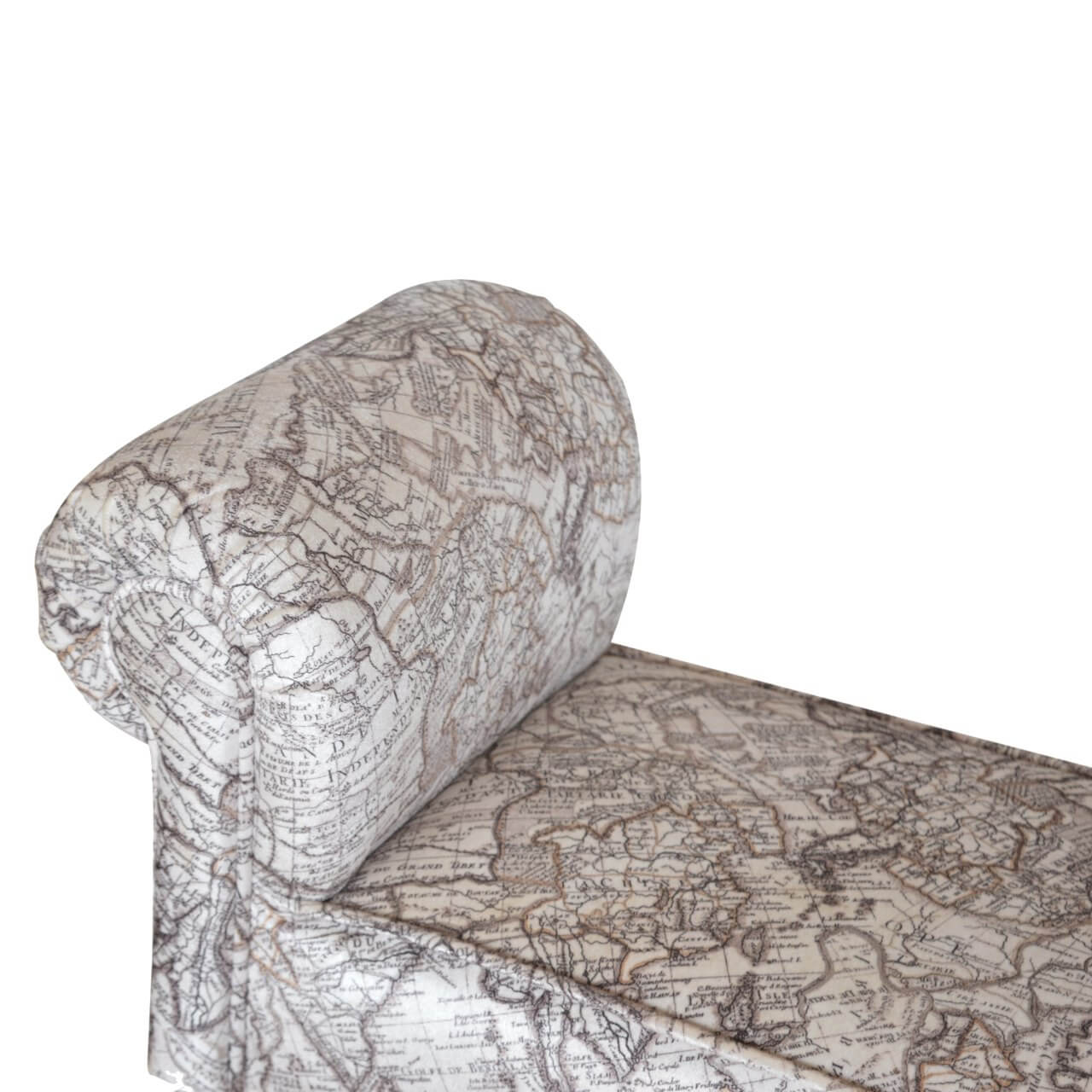 Handcrafted Map Printed Velvet Bench - HM_FURNITURE