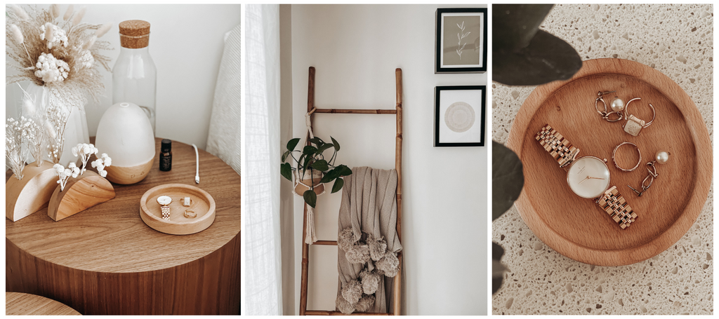 Garder la chambre à coucher bien organisée avec des assiettes vide-poche pour y déposer ses bijoux et accessoires.