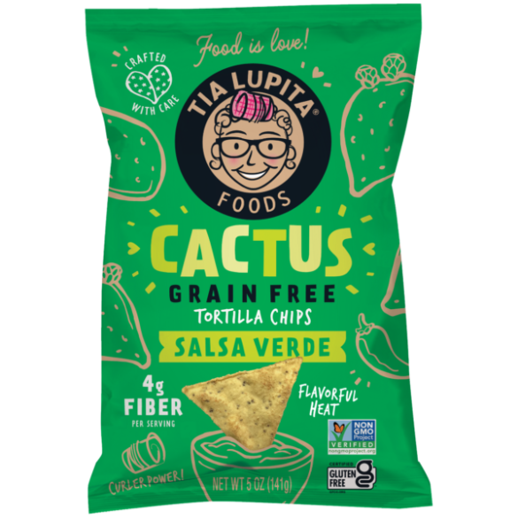 Tia Lupita Cactus Tortilla Chips Salsa Verde Flavor