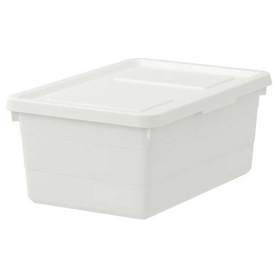 small white storage box with lid