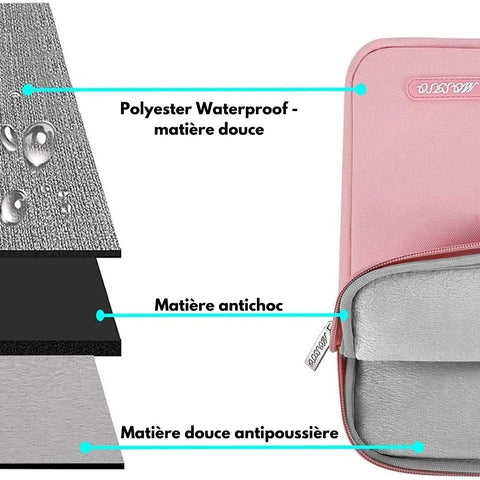 pochette ordinateur waterproof rose clair