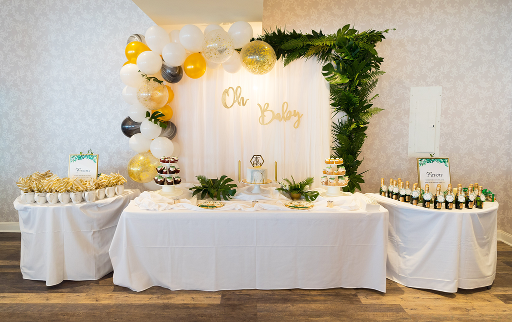 modern tropical gold baby shower