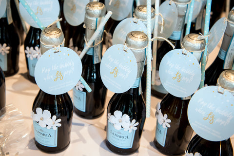 champagne baby shower favors for a boy