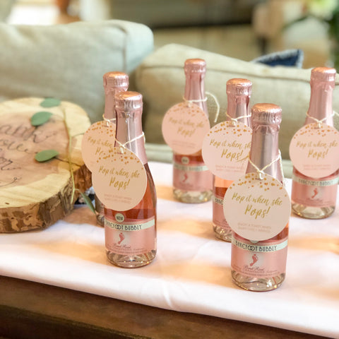 mini champagne baby shower favors