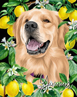 Custom Pet Portraits. Custom Dog portrait. Custom Pet Portrait  with Lemon Garden. Dog Mom Dog lover gift ideas. Pet Memorial gift pet loss gift- Kikipettee