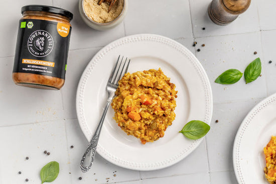 Pumpkin risotto with mountain lentil stew - the Löwenanteil