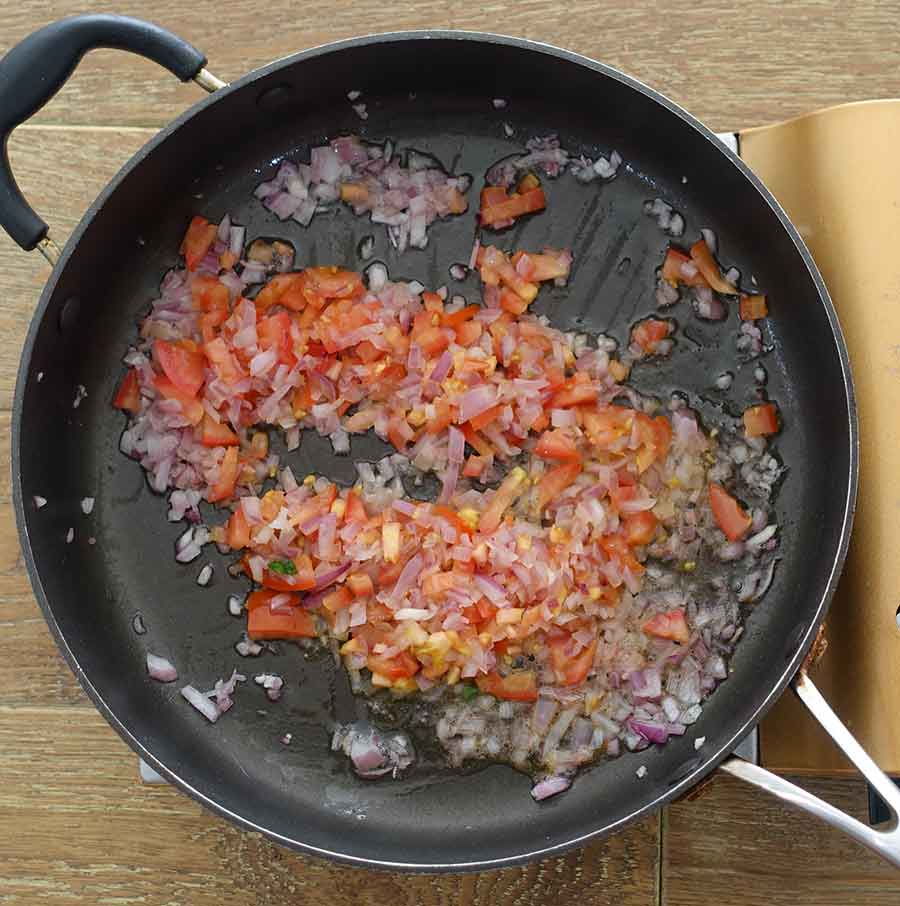add chopped tomatoes and continue to cook