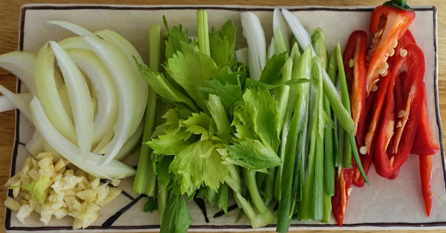 chopped onions garlic celery