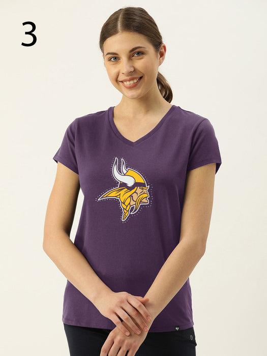 47 V Neck Half Sleeve Tee Shirt For Ladies-Purple-BR30
