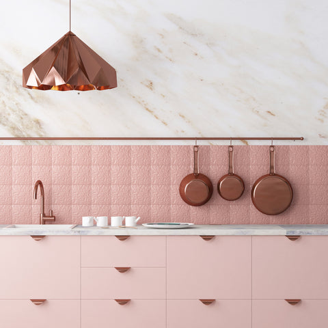 baby pink contemporary style kitchen
