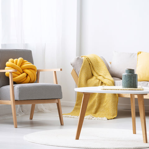 yellow cushion in modern living room