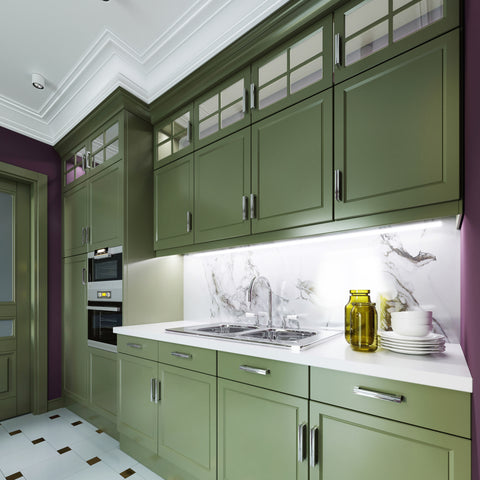 refinished kitchen in green