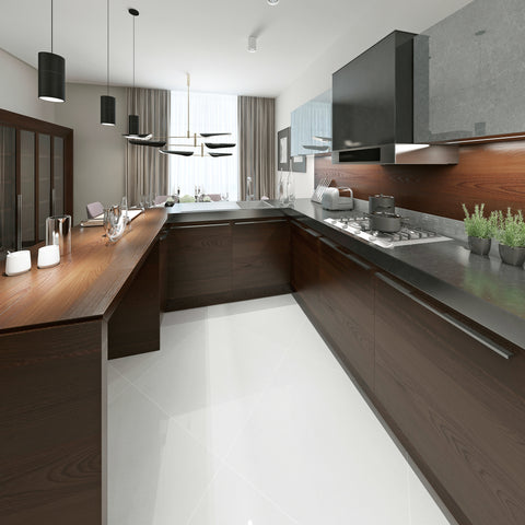 dark kitchen interior slab doors