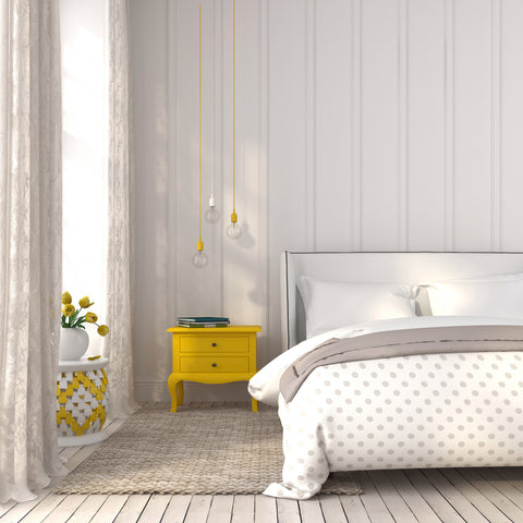 pop of yellow in guest room