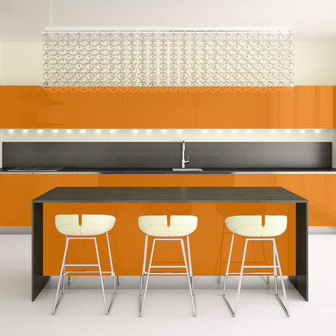 orange modern kitchen interior 