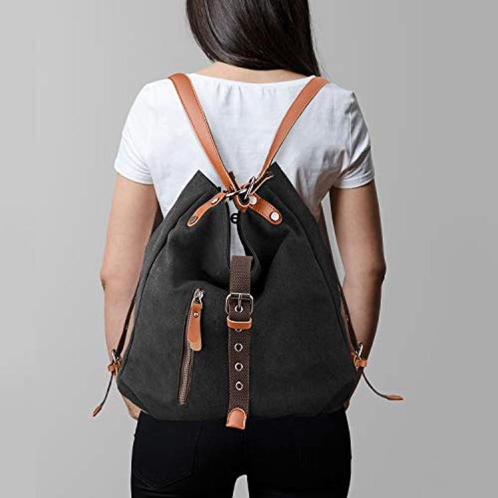 Aline™ Canvas Backpack-Shoulder Bag with Extra Large Capacity – Vispana