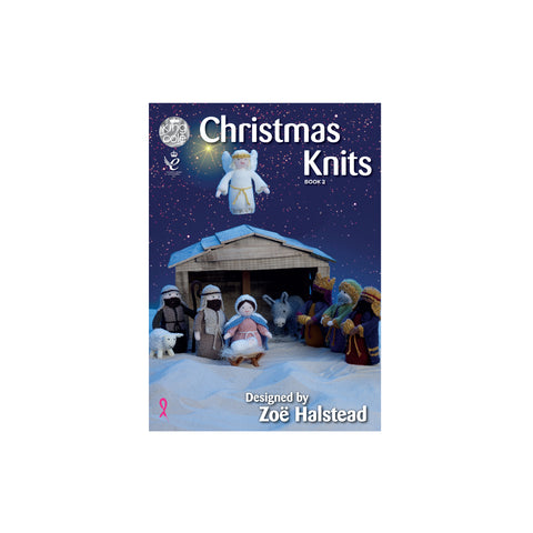 Image of cover of King Cole Christmas Knits book 3 knitting pattern book featuring a hand-knitted Nativity scene