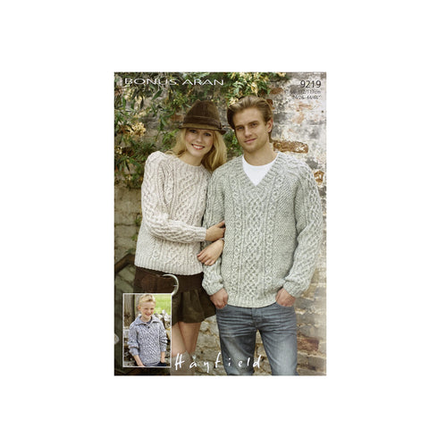 Cover image of Aran jumper knitting pattern for men, women and children