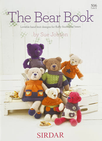 Image of the cover of Sirdar's The Bear Book knitting pattern collection showing a range of bears dressed up in different outfits