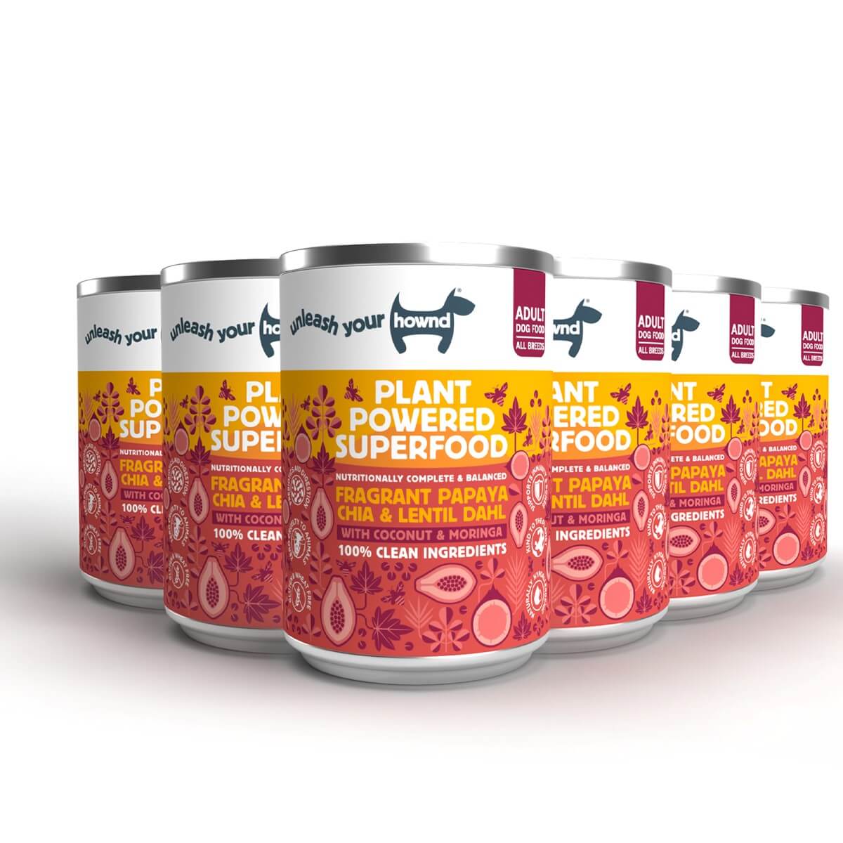 Hownd Fragrant Papaya Chia & Lentil Dahl With Coconut & Moringa - wet vegan dog food x 6 (400g)