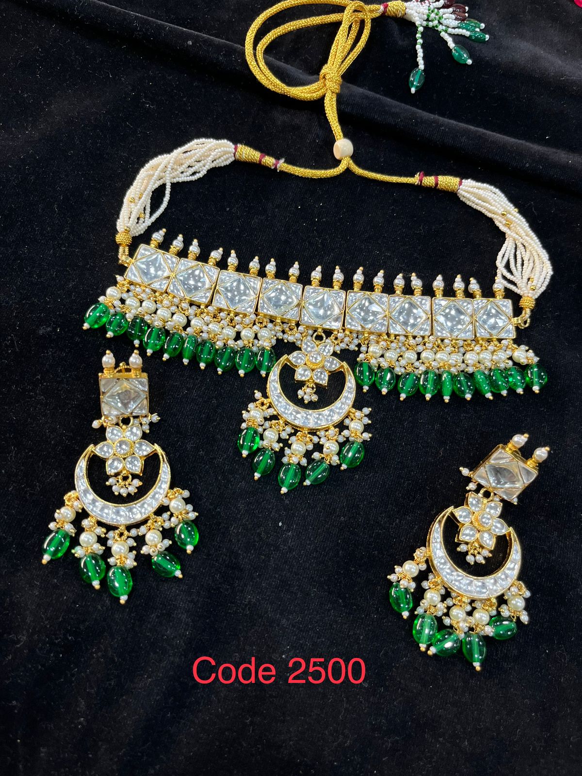 Pacheli Kundan Jewelry Necklace with earrings Sabyasachi Inspired Jadau Jewelry