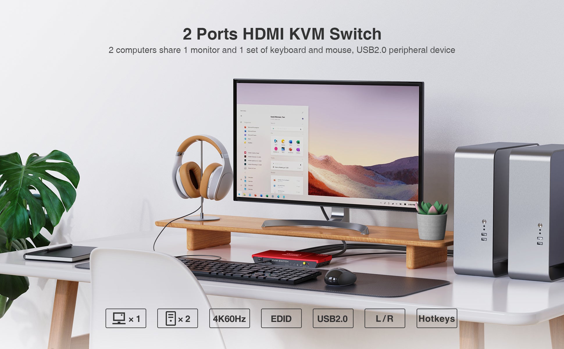 高級素材使用ブランド TESmart KVM HDMI切替器 セレクター 16入力1出力 4K@60Hz USB2.0 RS232 LANポートコントロールスイッチ  HDCP2.2 HDMI USB KVM専用ケーブル8個付き