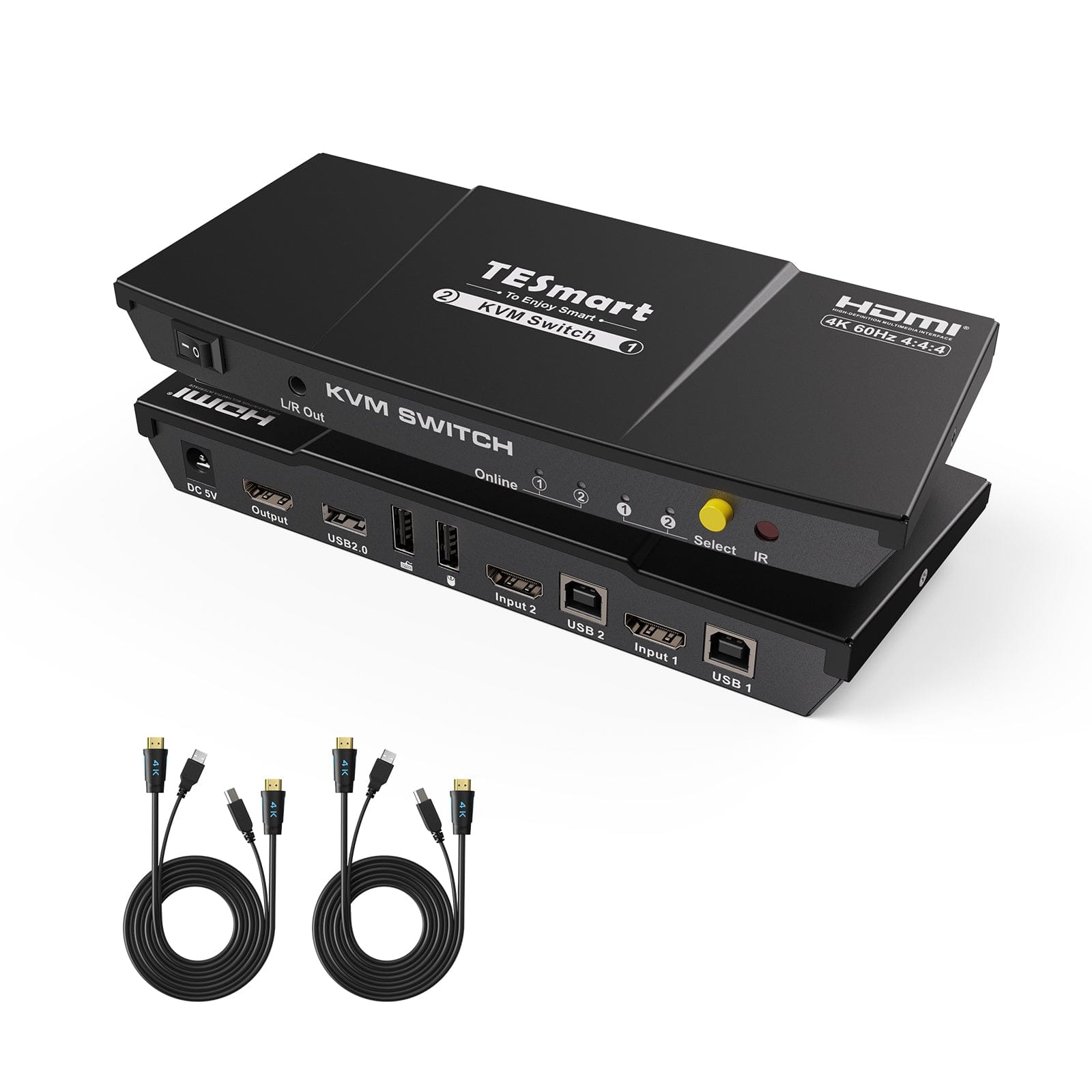 HDMI KVM switch 4 port 4K60Hz with EDID,USB hub TESmart