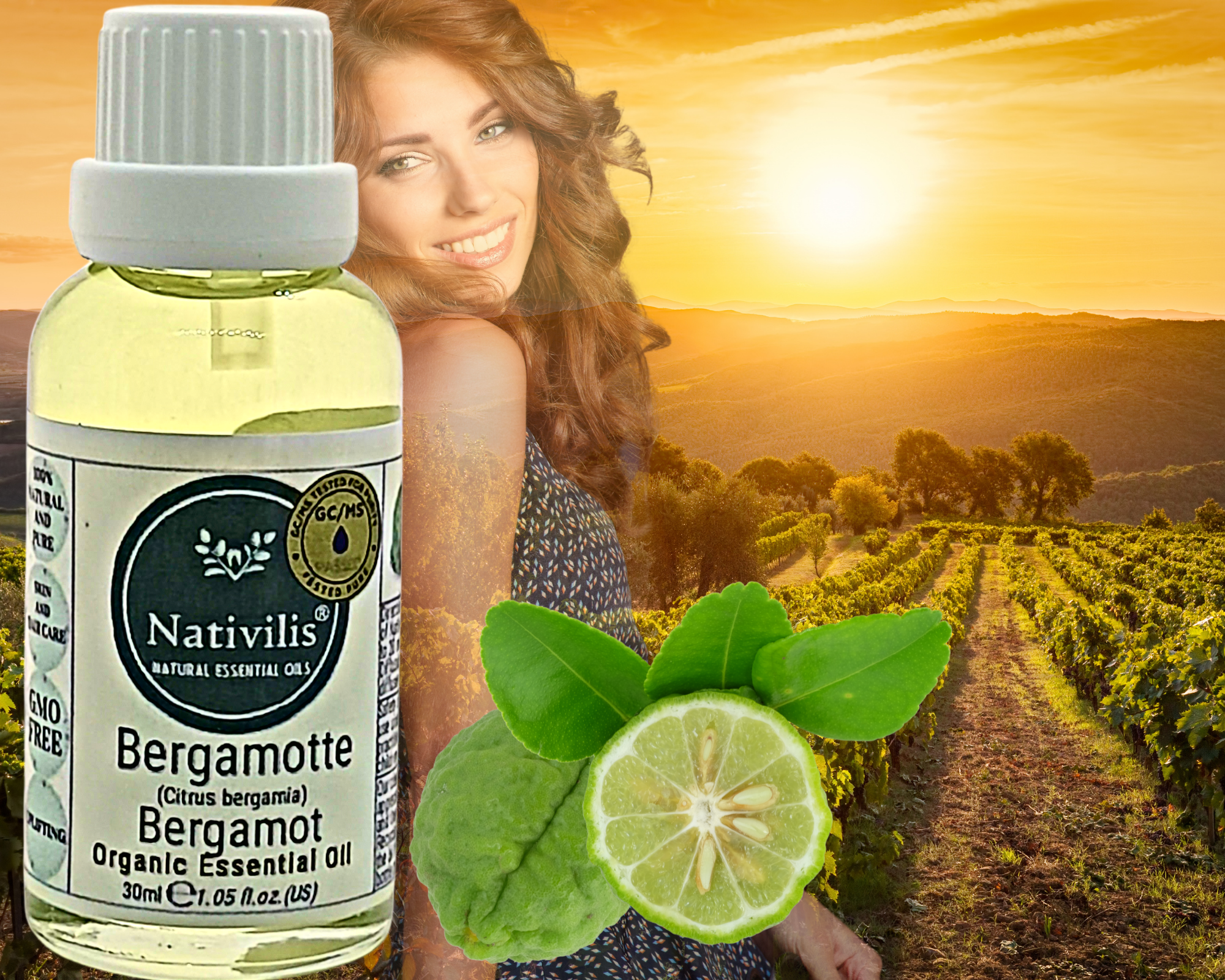 Nativilis Organic Bergamot Essential Oil - (Citrus bergamia) - 100% Natural - 30ml - (GC/MS Tested)