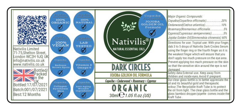 Nativilis Organic Advanced Formula Jojoba Oil Serum COPAIBA Beta-caryophyllene (BCP) Dark Circles