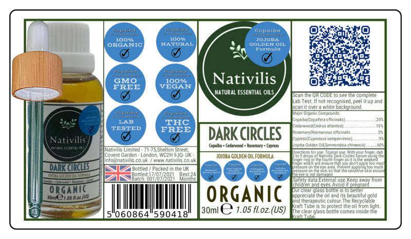 Nativilis Organic Advanced Formula Jojoba Oil Serum COPAIBA Beta-caryophyllene (BCP) Dark Circles