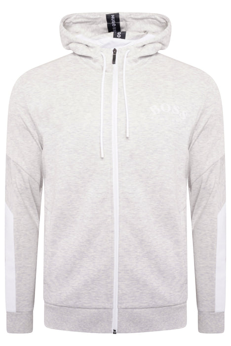 boss athleisure logo zip hooded sweatshirt