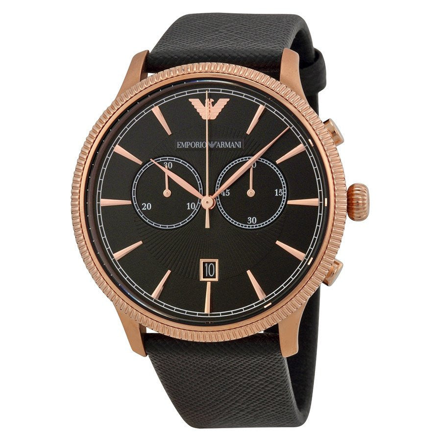 black and rose gold armani watch mens