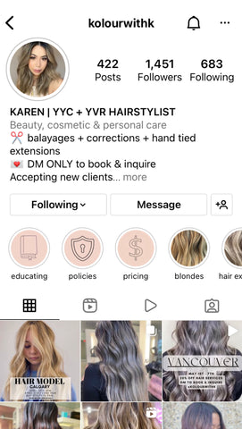 Karen's instagram page