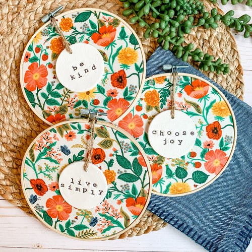 6 Inch Hoop with Rifle Paper Co. Cream Garden Party Fabric and Circle –  Handmade Hoosier