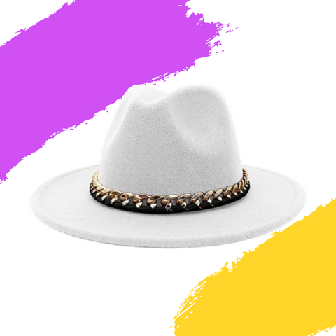 Fashionable Fedoras For Women Felted Chain Belt Casual Hats For Women