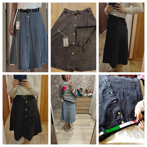 High Waist Denim Skirt Streetwear A-Line Long Skirts For Women