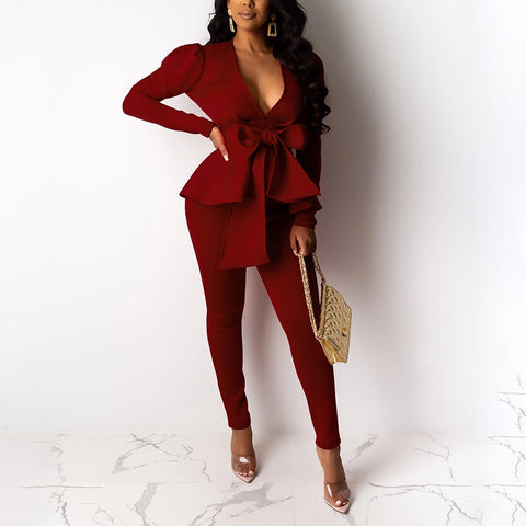 Casual Suit Set Plus Size Top and pants Elegant Casual Suit Set