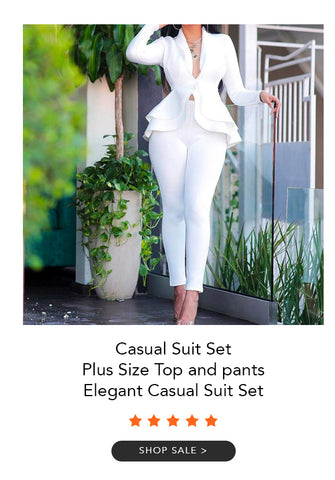 CASUAL SUIT SET PLUS SIZE TOP AND PANTS ELEGANT CASUAL SUIT SET