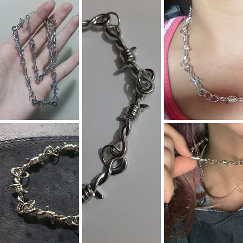 Wire Brambles Choker Necklace for Women Barbed Wire Chain Choker