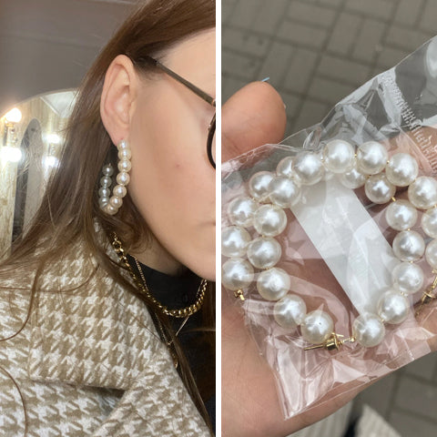 Oversize Pearl Hoop Earrings