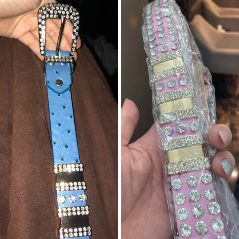 Rhinestone Belts For Women Leather Belt Metal Pin Woman Buckle Belt