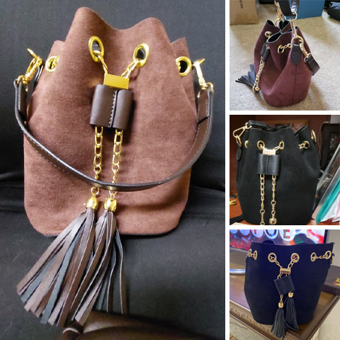Leather Mini Crossbody Handbags Selena Bucket Bag For Women