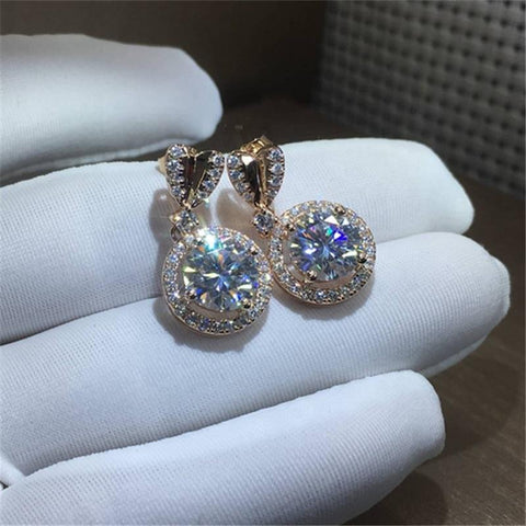 Heart Stud with Big Round Women Drop Earrings Fashion Jewelry