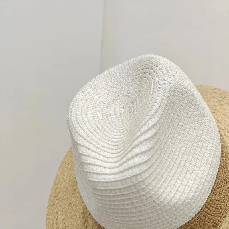 Summer Raffia Spliced Sunshade Straw Beach Hat Sunscreen Women Hat
