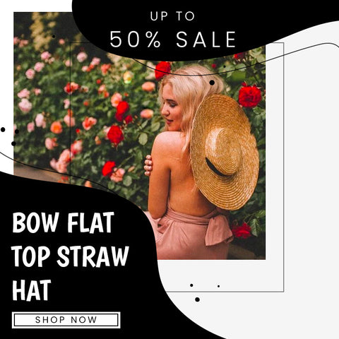 BOW FLAT TOP STRAW HAT