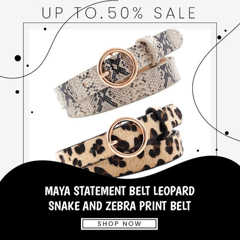 MAYA STATEMENT BELT LEOPARD SNAKE AND ZEBRA PRINT BELT