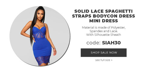 SOLID LACE SPAGHETTI STRAPS BODYCON DRESS MINI DRESS