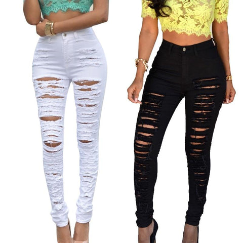 High Waist Push Up Skinny Ripped Jean